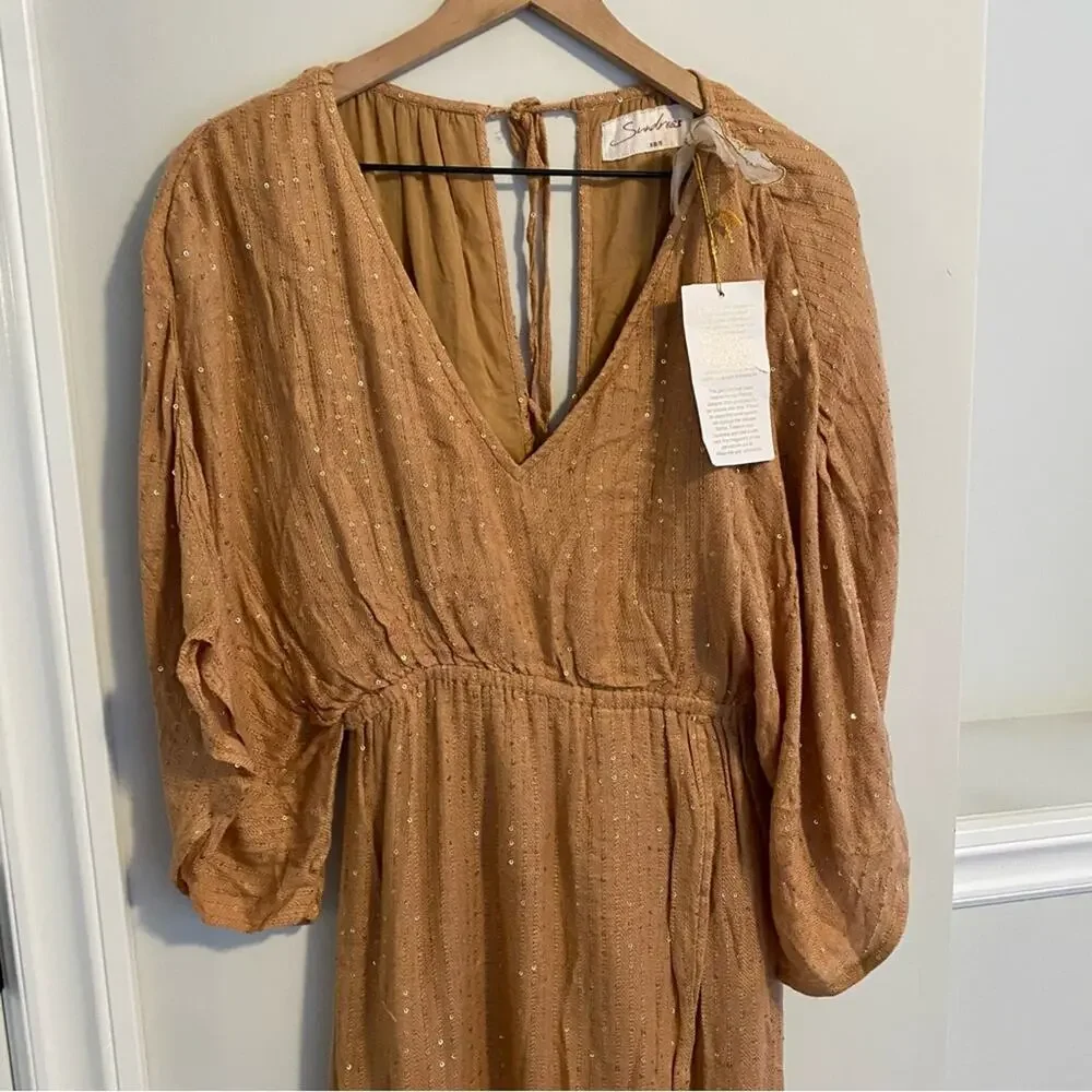 NWT Sundress Bronze Sequin Sexy Maxi Dress XS/S